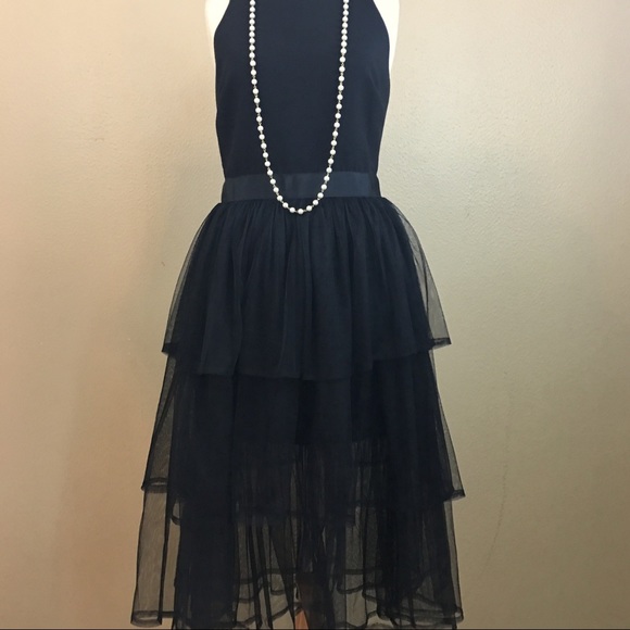 Black Layered Tulle Cocktail Dress - Picture 3 of 8