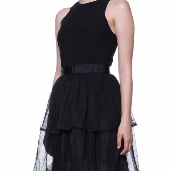 Black Layered Tulle Cocktail Dress - Picture 4 of 8