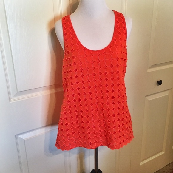 J. Crew Orange Eyelet Tank Top - Picture 1 of 7