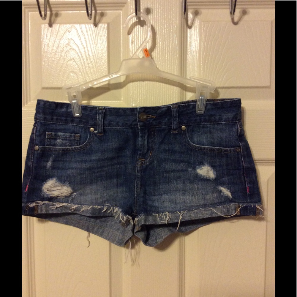 Victoria's Secret Pink distressed denim shorts
