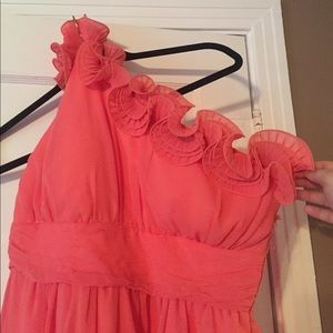 One-Shouldered Coral Cocktail Dress