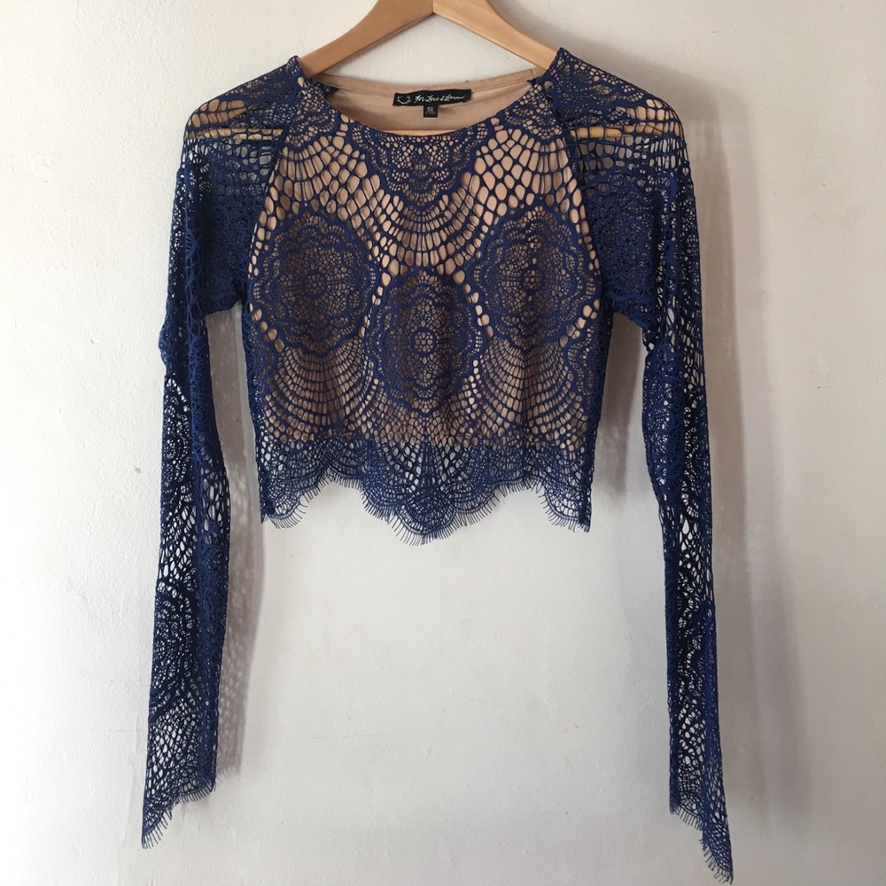 🍋 For Love & Lemons Grace Lace Crop Top 💙