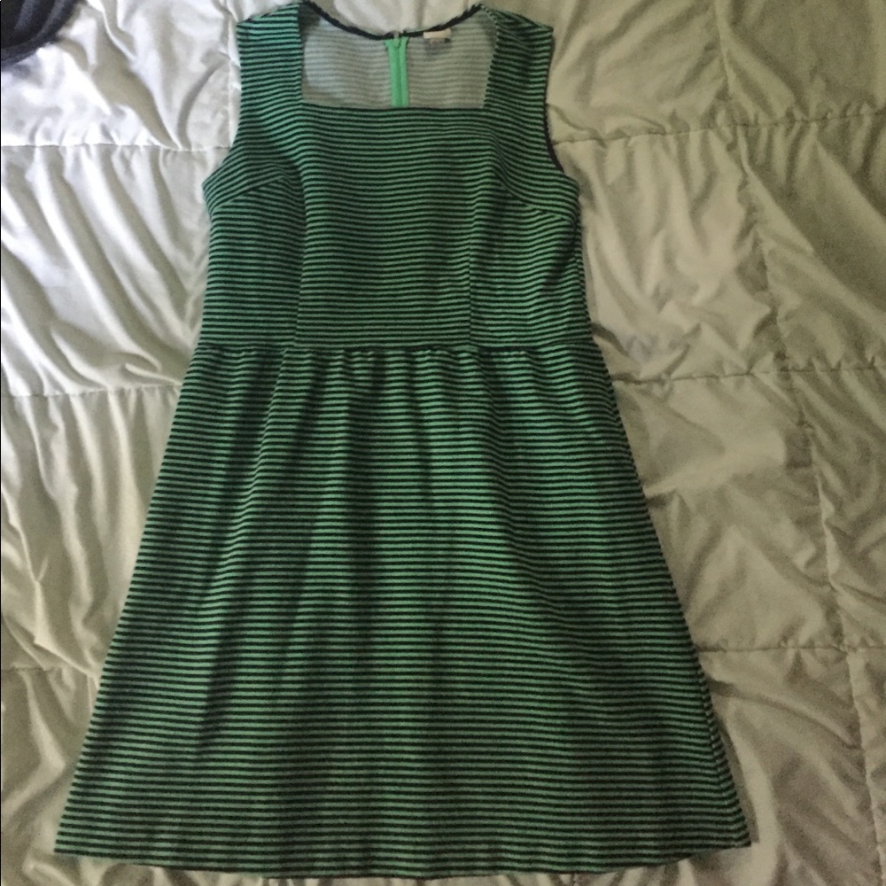 Navy blue and green striped dress