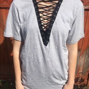 Emma and Sam (LF) Lace Down Tee