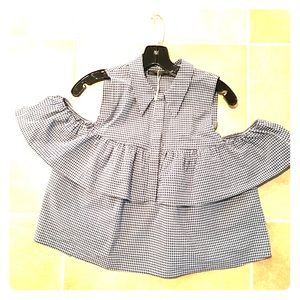 Zara Gingham Check Off-shoulder Top, Sz M