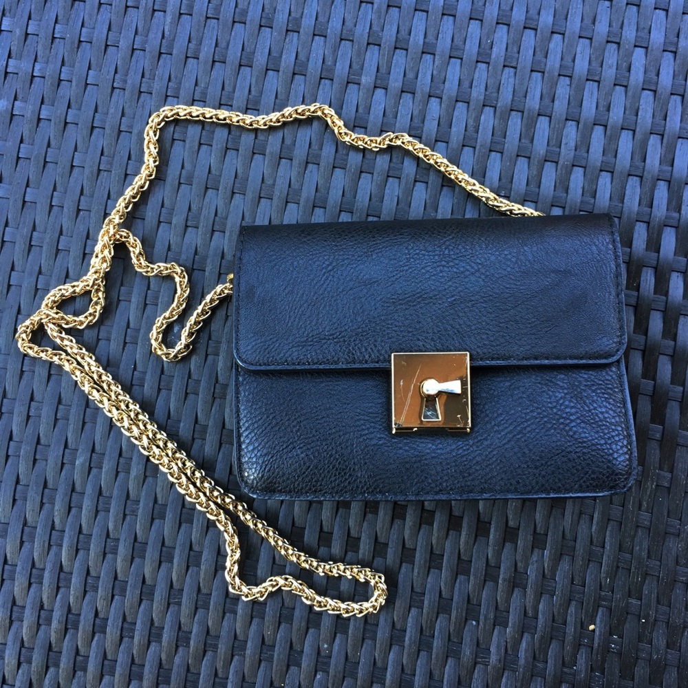 Black Crossbody with Gold Chain