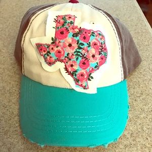 Texas Teal and Pink Rose Hat