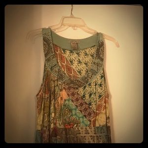 Beaded dress. Calf length.