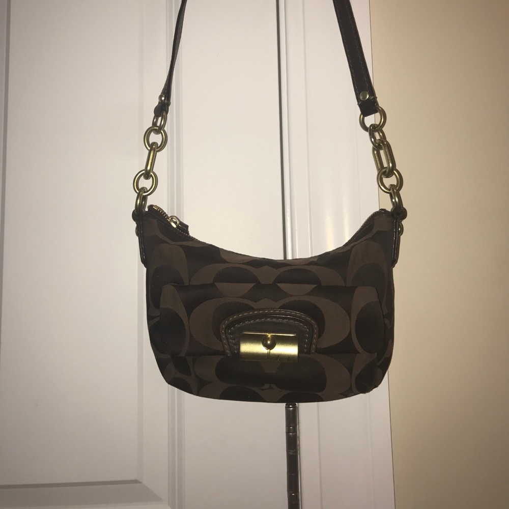 Small Coach Satin Crossbody - Brown