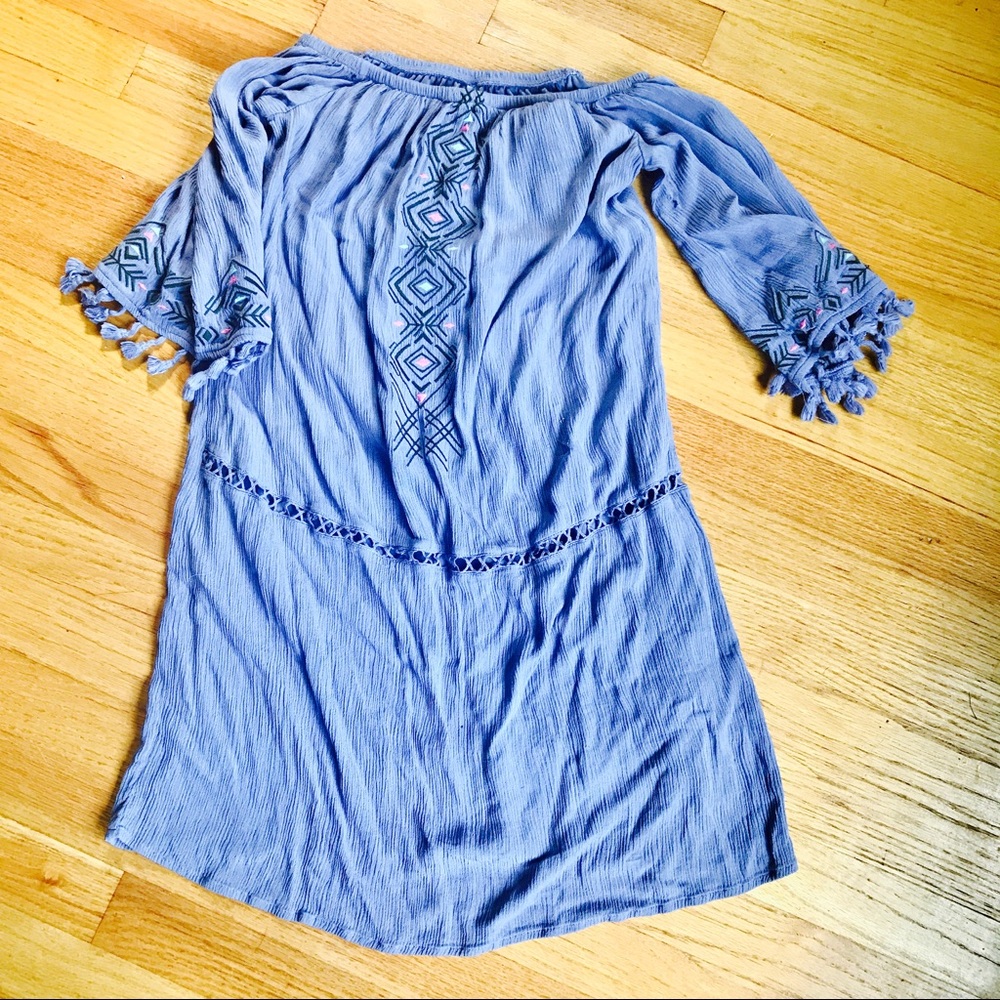 Tribal Off shoulder Blue Mini