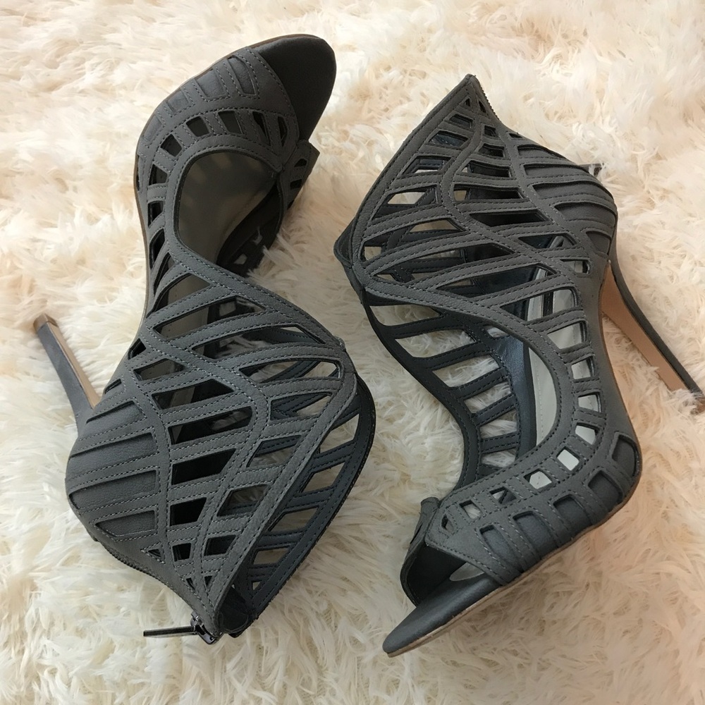BCBG Grey Cutout Stilletos