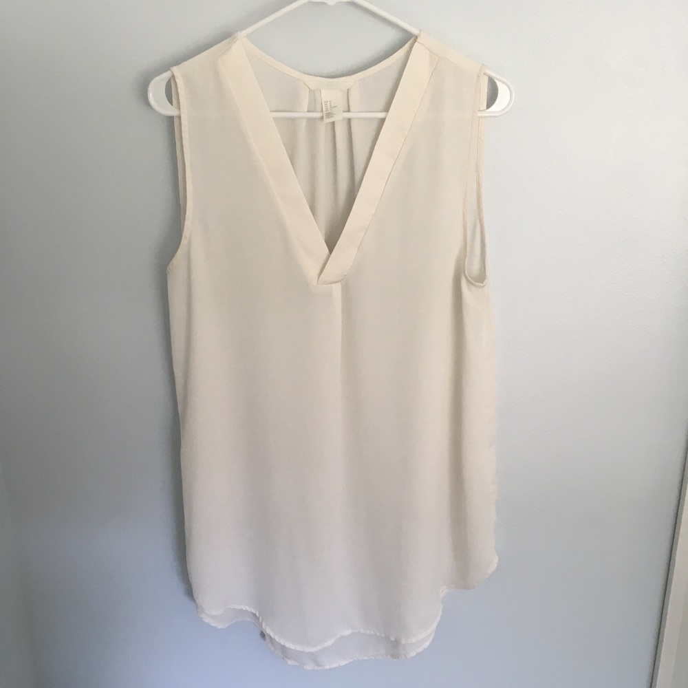 H&M Off White Flowy Tank Top