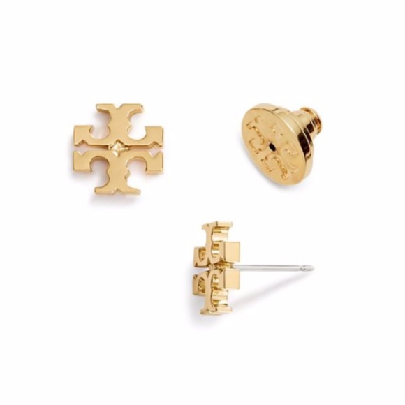 TORY BURCH Gold LOGO STUD EARRING - Picture 2 of 7