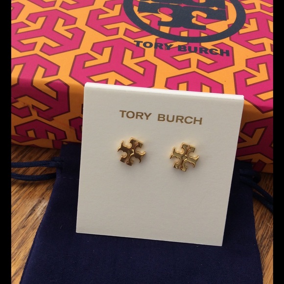 TORY BURCH Gold LOGO STUD EARRING - Picture 3 of 7