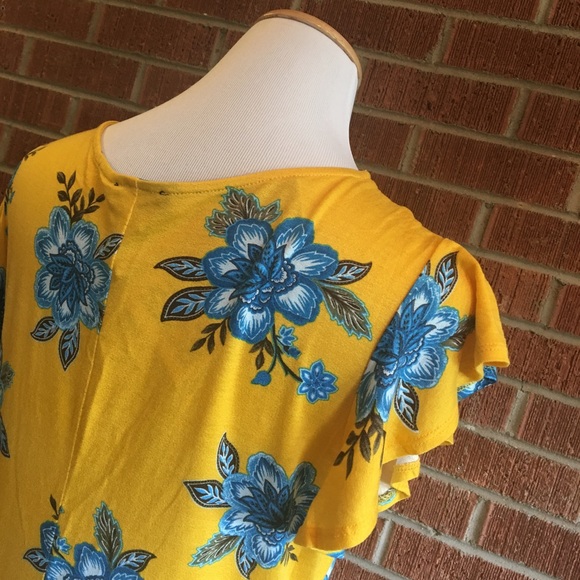 & harmony yellow floral criss cross neckline dress - Picture 5 of 5