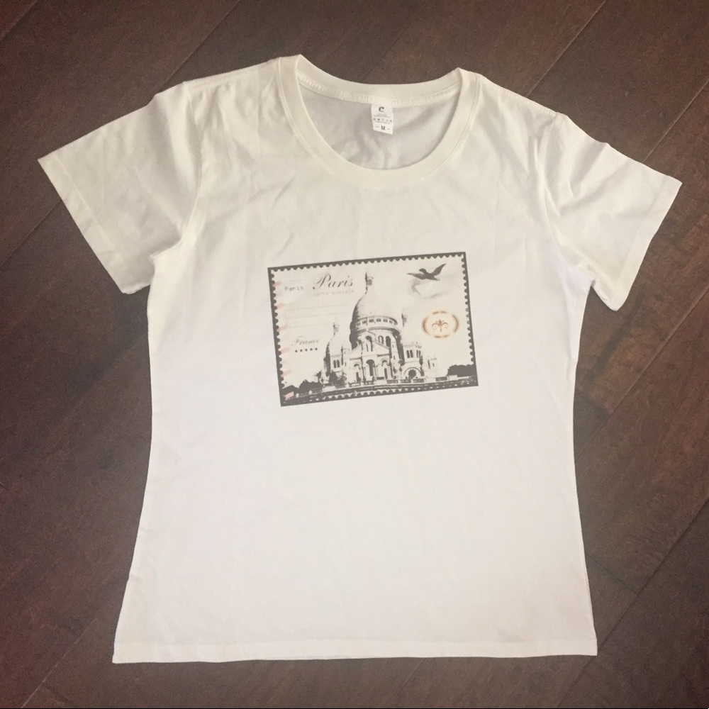 💯 % cotton cream Paris theme T-Shirt 💗🌸