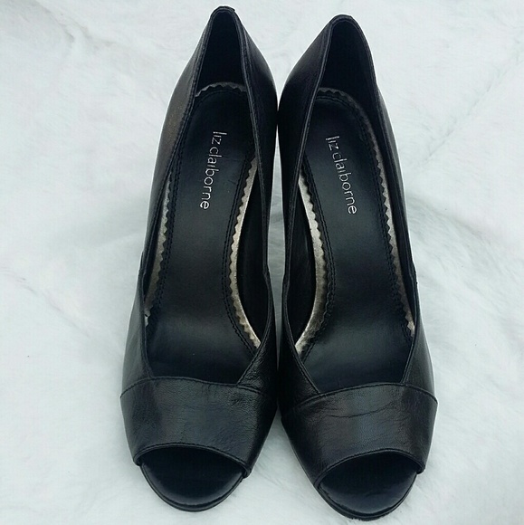 NWOT Black Peep-Toe Pumps - Picture 1 of 6