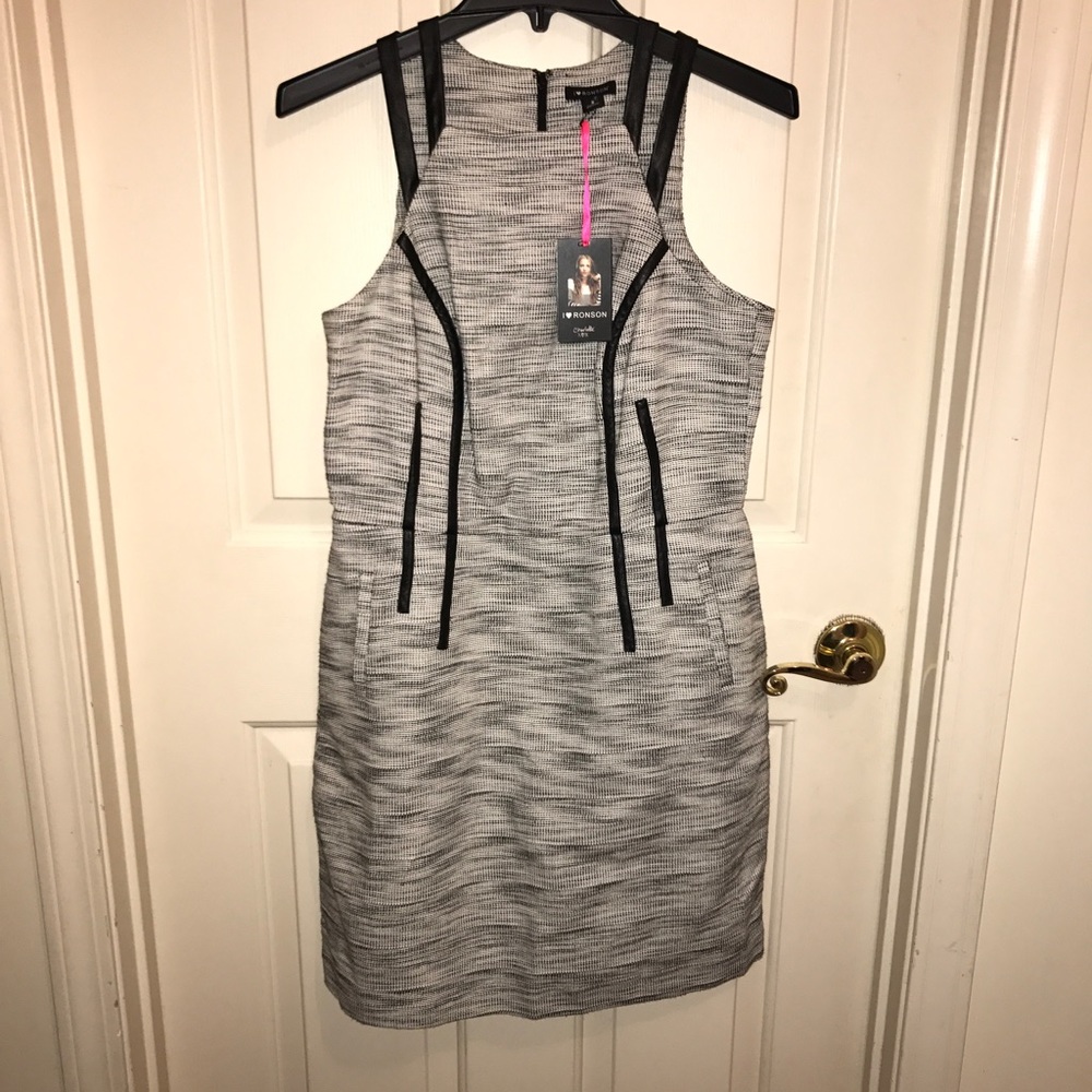 NWT RONSON Black/White Sleeveless Midi Dress