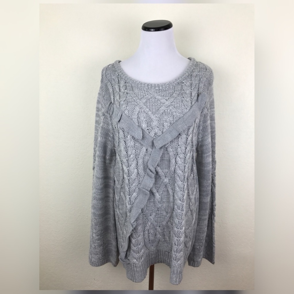 LC Lauren Conrad Cable Knit Ruffle Sweater - Picture 2 of 6