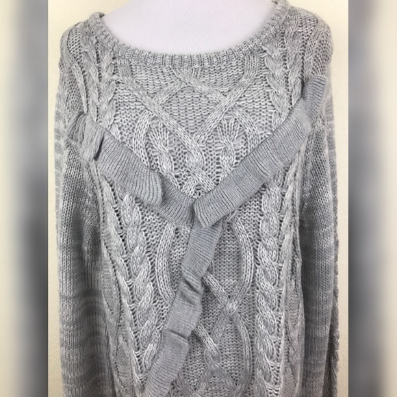 LC Lauren Conrad Cable Knit Ruffle Sweater - Picture 3 of 6
