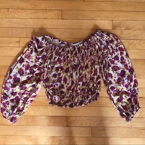 Novella Royale Off The Shoulder Floral Crop Top