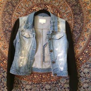 Denim Jacket with Black Sleeves