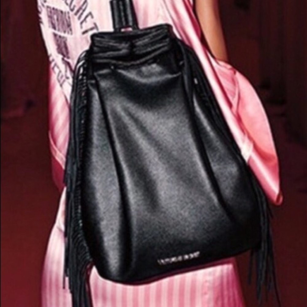 Victoria Secret black fringe bag. New