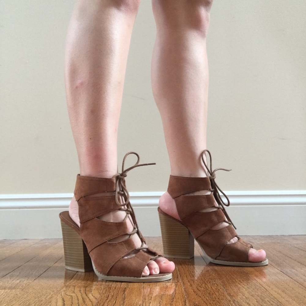 Qupid Lace Up Gladiator Sandals