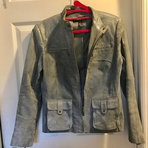 Silver Suede Crop Jacket Petite Small
