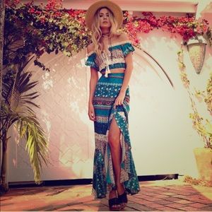 Boho Floral Paisley Crop Top & Maxi Skirt NWT