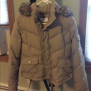 Calvin Klein crop feather down coat