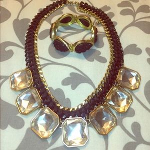 Black and gold rhinestone necklace and bracelet