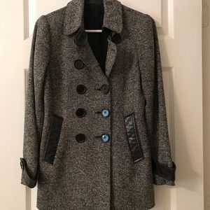 Bebe Tweed Peacoat with Leather details