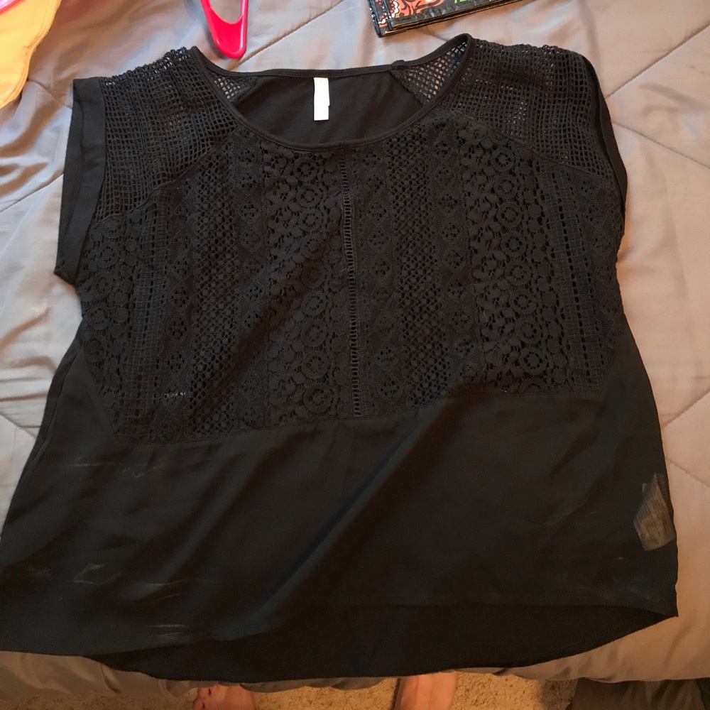 Black sheer crop shirt