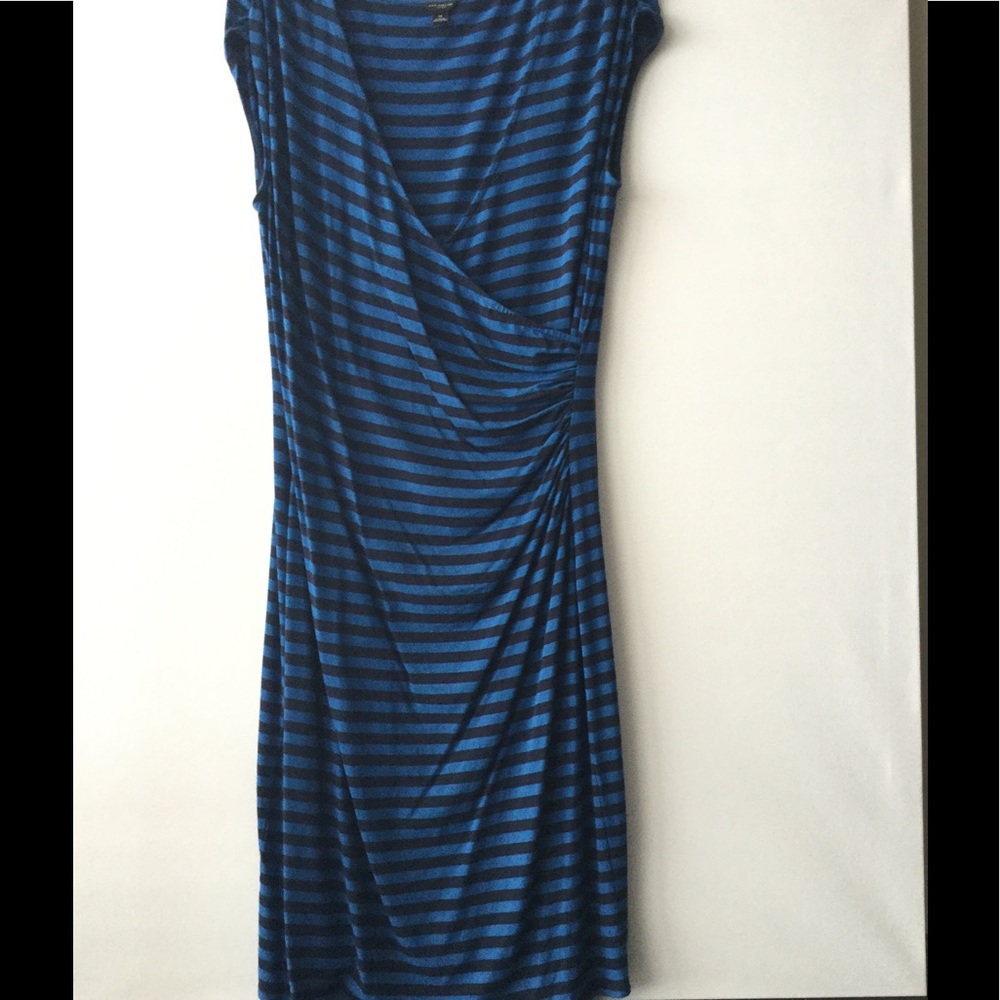 Blue and black wrap dress