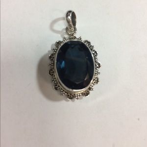 A Sterling Silver & Blue Stone Fashion Pendant