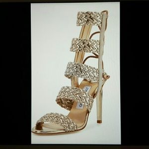 BRAIDED SUEDE AND MIRROR LEATHER SANDALS