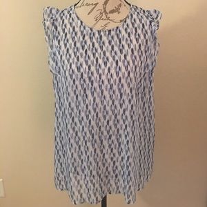 Blue Print Sleeveless Blouse