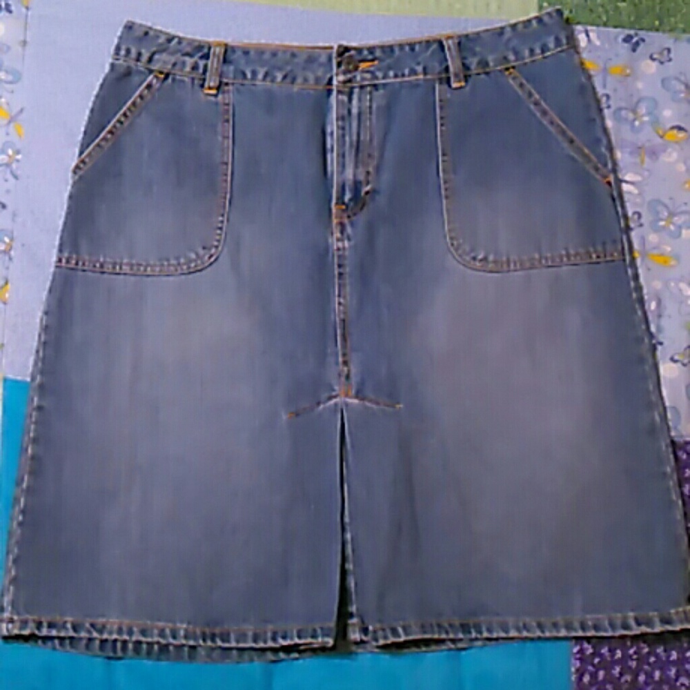 Old Navy denim skirt with kick pleat