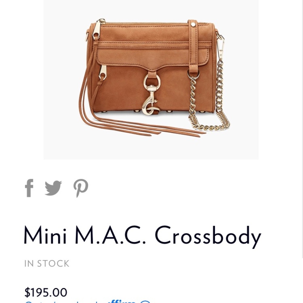 Rebecca Minkoff NWT Mini MAC Brown Crossbody Bag