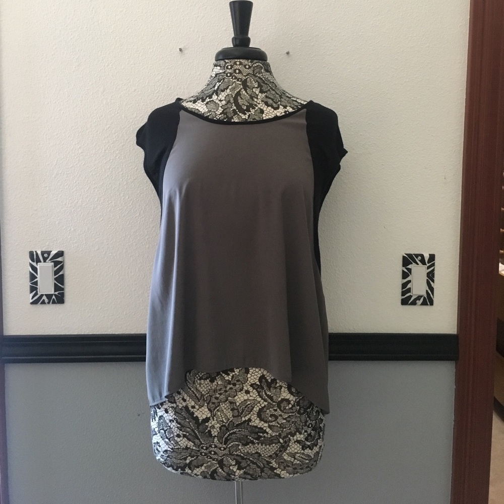 Flowy black and gray blouse