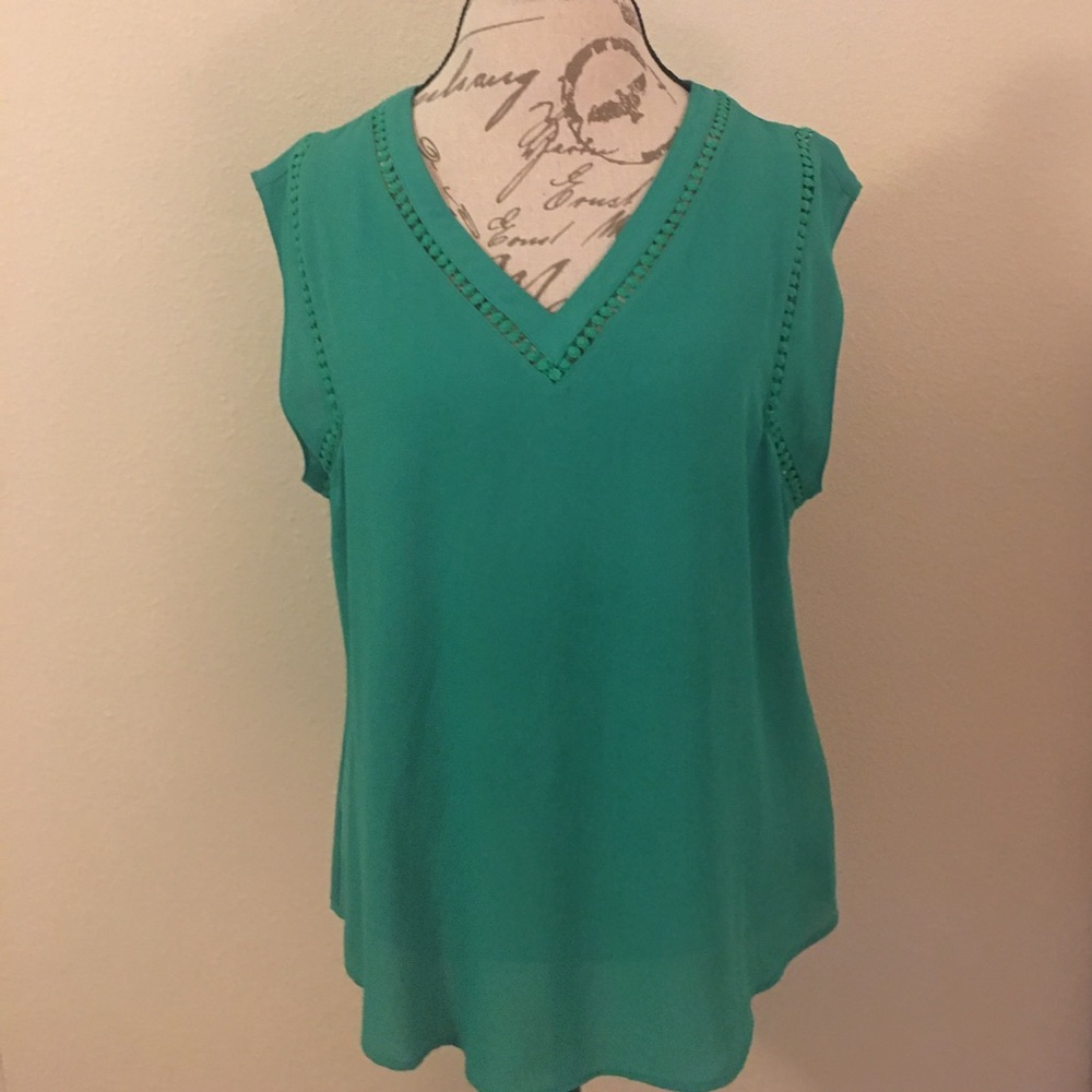 Green V-neck Blouse