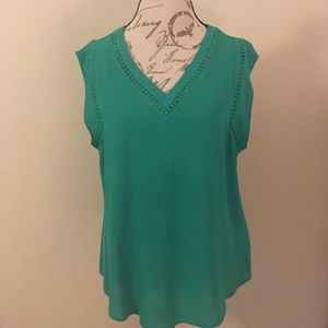 Green V-neck Blouse