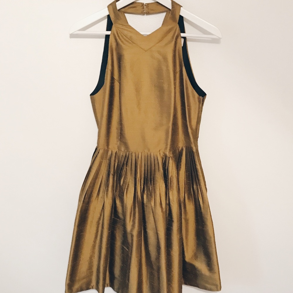 HARLYN Gold Party Dress from Anthropologie