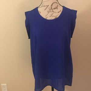 Blue Scoop Neck Blouse
