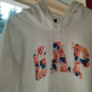 GAP Cream Floral Logo Hoodie Sweatshirt