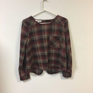 Long-Sleeve Plaid Top
