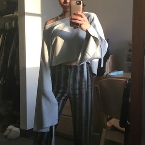 Light grey zara knot cropped sweater
