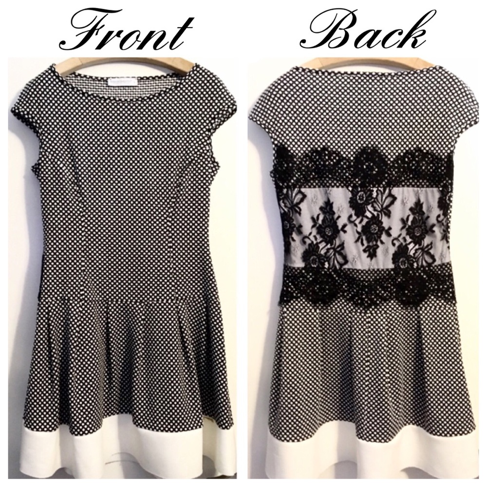 Rinascimento b&w polka dot lace dress Large