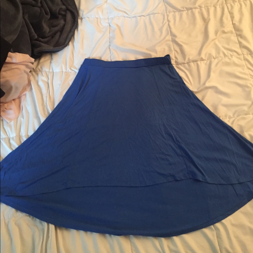 Blue short high low skirt